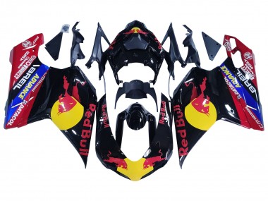 Carénages Moto Ducati 848/1098/1198 2007-2014 - Noir Brillant Jaune Bleu Red Bull