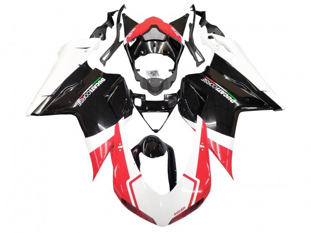 Carénages Moto Ducati 848/1098/1198 2007-2014 - Blanc Rouge Noir Brillant