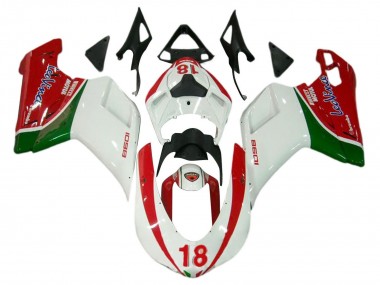 Carénages Moto Ducati 848/1098/1198 2007-2014 - Blanc Rouge Vert 18