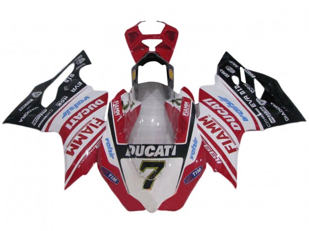 Carénages Moto Ducati 1199 2011-2014 - Blanc Rouge Noir Brillant Fiamm Valsir 7