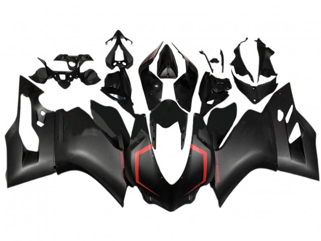 Carénages Moto Ducati 1299 2015-2020 - Noir Fibre de Carbone Style Rouge