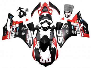 Carénages Moto Ducati 959/1299 2015-2020 - Blanc Rouge Noir Mat Lucas 33