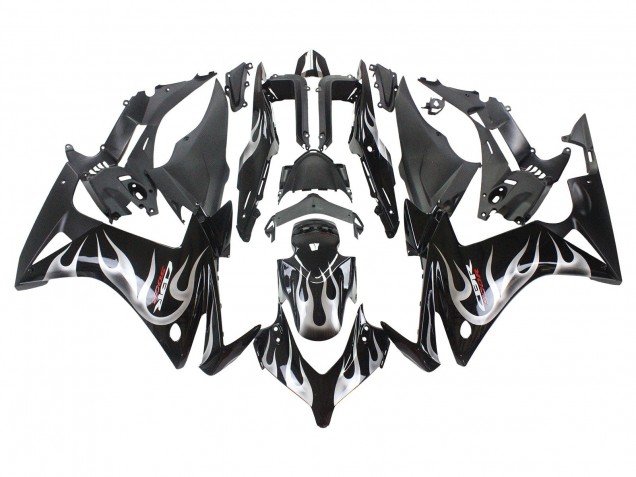 Carénages Moto Honda CBR500R 2013-2015 - Noir Brillant Argent Flamme