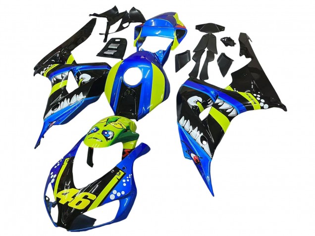Carénages Moto Honda CBR1000RR 2006-2007 - Bleu Fluorescent Vert Noir Brillant Requin 46