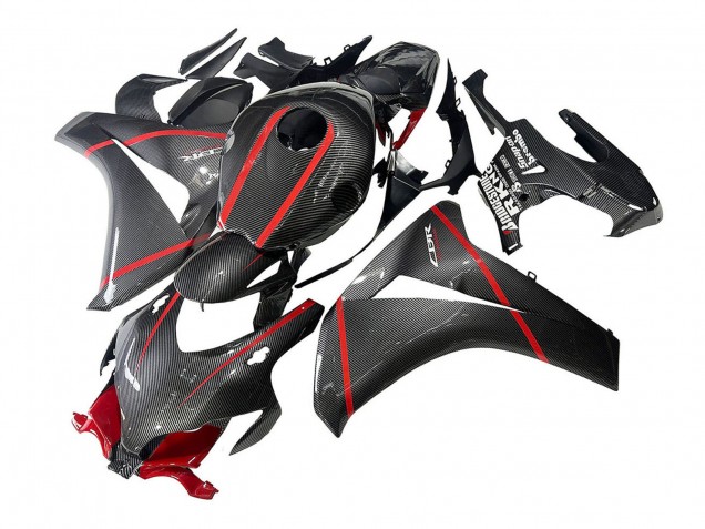 Carénages Moto Honda CBR1000RR 2008-2011 - Noir Fibre de Carbone Rouge