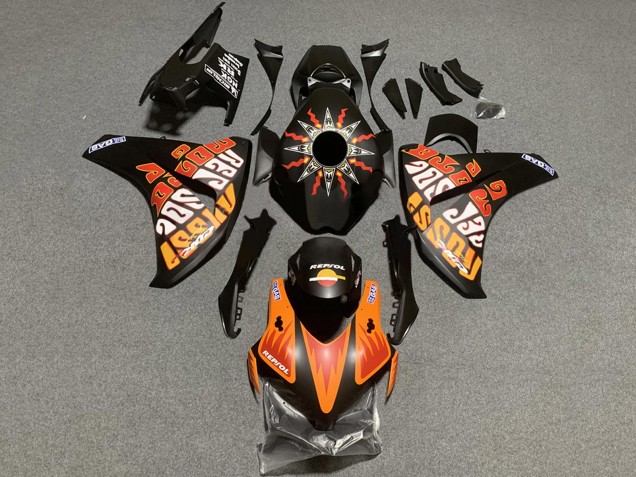 Carénages Moto Honda CBR1000RR 2008-2011 - Noir Mat Orange Repsol Rossi