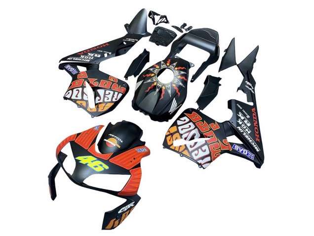 Carénages Moto Honda CBR600RR 2003-2004 - Noir Mat Orange Repsol Rossi 46