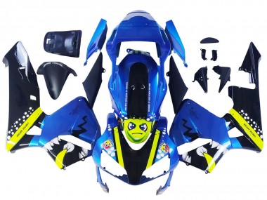 Carénages Moto Honda CBR600RR 2003-2004 - Bleu Jaune Néon Noir Brillant Requin