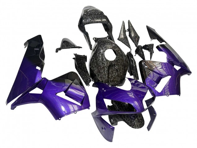 Carénages Moto Honda CBR600RR 2003-2004 - Violet Noir Fibre de Carbone Forgée
