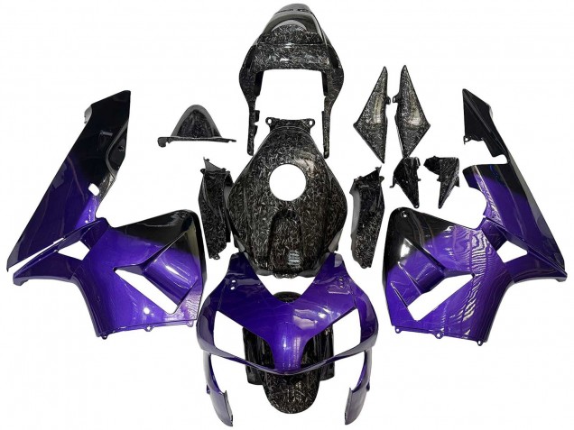 Carénages Moto Honda CBR600RR 2003-2004 - Violet Noir Fibre de Carbone Forgée