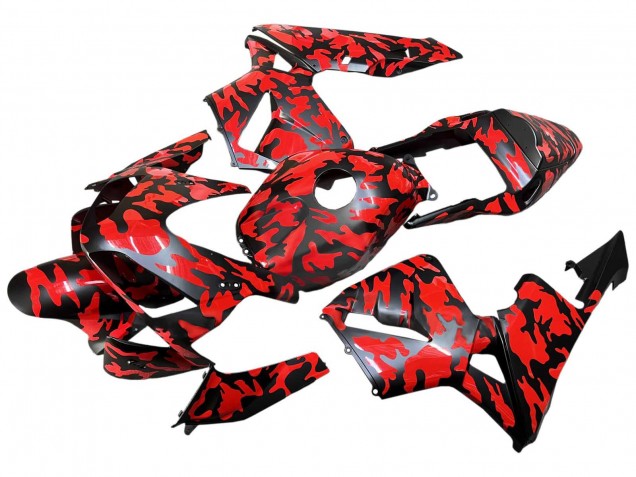 Carénages Moto Honda CBR600RR 2003-2004 - Noir Rouge Gris Camouflage