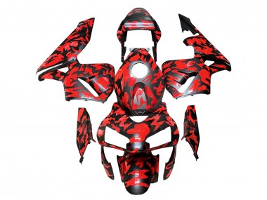 Carénages Moto Honda CBR600RR 2003-2004 - Noir Rouge Gris Camouflage
