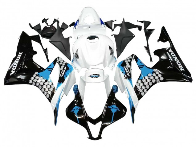 Carénages Moto Honda CBR600RR 2007-2008 - Blanc Bleu Clair Noir Brillant
