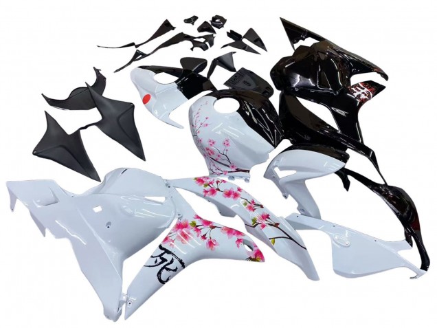 Carénages Moto Honda CBR600RR 2009-2012 - Blanc Fleur de cerisier Noir Brillant