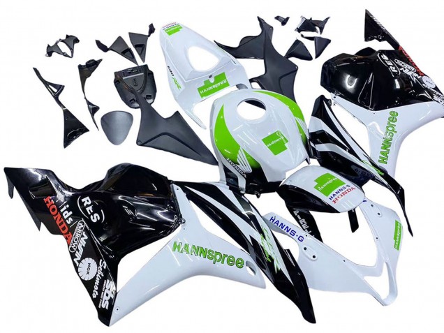 Carénages Moto Honda CBR600RR 2009-2012 - Blanc Vert Noir Brillant Hannspree