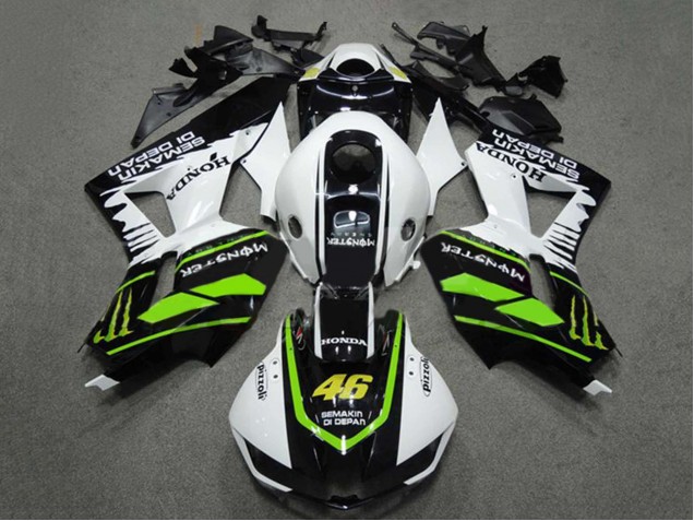Carénages Moto Honda CBR600RR 2009-2012 - Blanc Vert Noir Brillant Semakin Didepan Monstre 46
