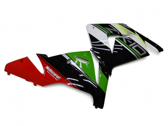 Carénages Moto Kawasaki ZX10R 2004-2005 - Blanc Noir Vert Elf