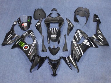 Carénages Moto Kawasaki ZX10R 2006-2007 - Noir Mat Blanc Vert Monstre
