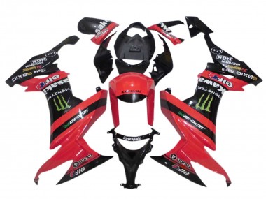 Carénages Moto Kawasaki ZX10R 2008-2010 - Rouge Noir Vert Monstre Elf 27
