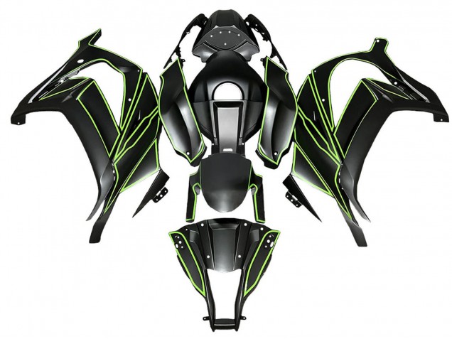 Carénages Moto Kawasaki ZX10R 2008-2010 - Noir Mat Vert Doubler