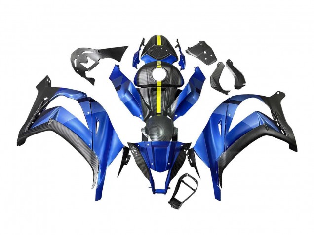 Carénages Moto Kawasaki ZX10R 2008-2010 - Bleu Jaune Noir Mat