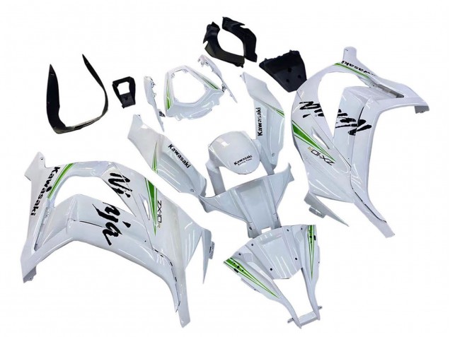 Carénages Moto Kawasaki ZX10R 2011-2015 - Blanc Vert Bande Noir Ninja