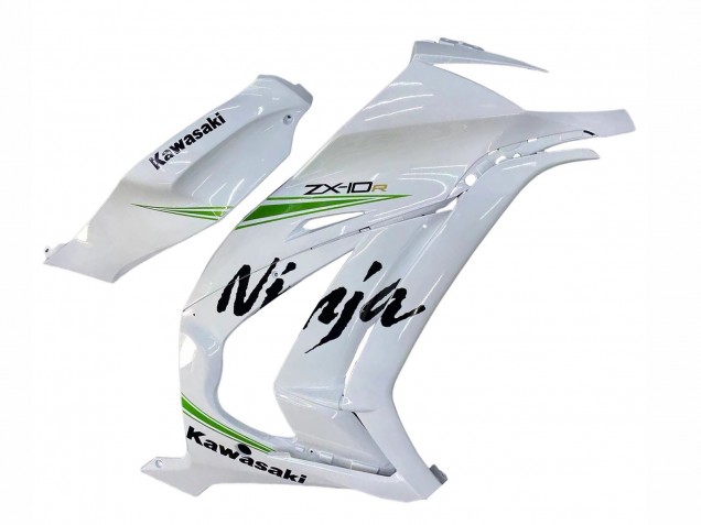 Carénages Moto Kawasaki ZX10R 2011-2015 - Blanc Vert Bande Noir Ninja