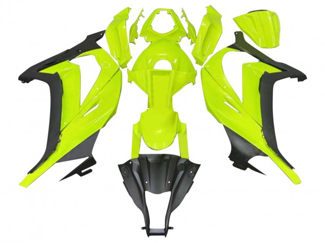 Carénages Moto Kawasaki ZX10R 2011-2015 - Fluorescent Vert Noir Mat