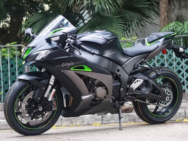 Carénages Moto Kawasaki ZX10R 2011-2015 - Noir Mat Vert Blanc Rayon de Miel