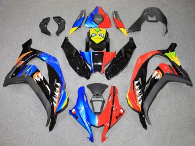 Carénages Moto Kawasaki ZX10R 2016-2020 - Bleu Rouge Jaune Noir Requin