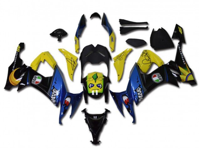 Carénages Moto Kawasaki ZX10R 2008-2010 - Jaune Noir Bleu Requin