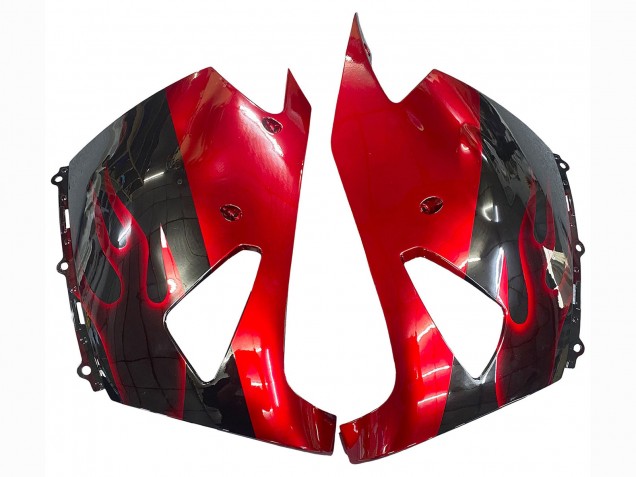 Kits Carénage Moto Kawasaki ZX14R ZZR1400 2006-2011 - Noir Brillant Rouge Flamme