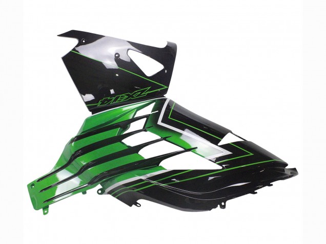 Carénages Moto Kawasaki ZX14R ZZR1400 2012-2024 - Vert Noir Brillant Bande