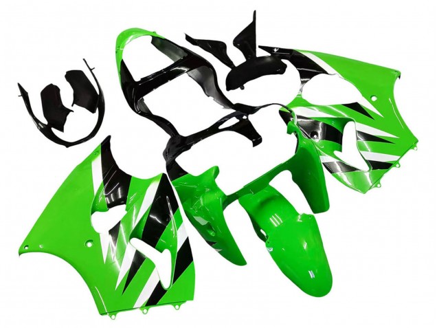 Carénages Moto Kawasaki ZX6R 2000-2002 - Vert Blanc Noir