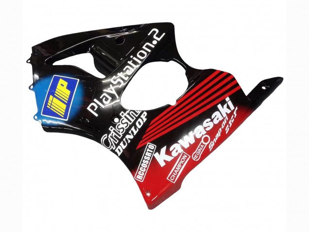 Carénages Moto Kawasaki ZX6R 2000-2002 - Noir Brillant Rouge Bleu Rouge PlayStation 2