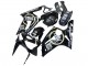Carénages Moto Kawasaki ZX6R 2003-2004 - Noir Brillant Blanc Motul Lucky Strike