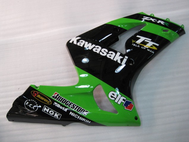 Carénages Moto Kawasaki ZX6R 2003-2004 - Vert Noir Elf Bridgestone
