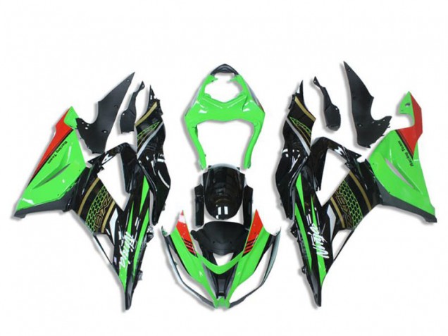 Carénages Moto Kawasaki ZX6R 2013-2018 - Vert Noir Brillant Rouge Rayon de Miel