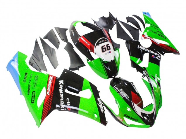 Carénages Moto Kawasaki ZX6R 2005-2006 - Vert Rouge Noir Elf 66