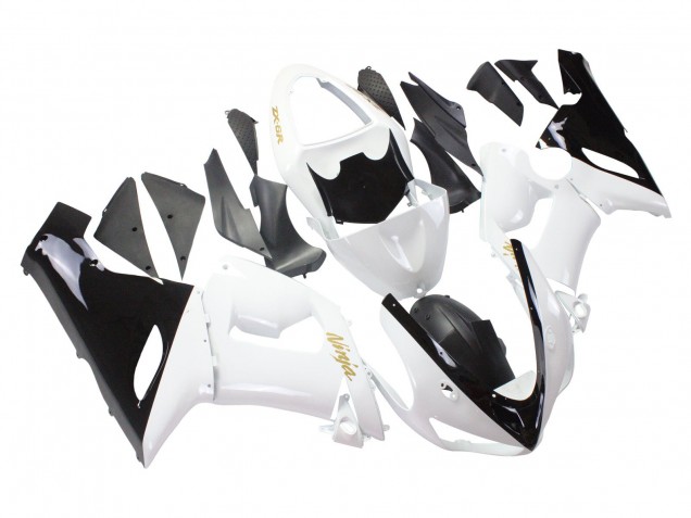 Carénages Moto Kawasaki ZX6R 2005-2006 - Blanc Noir Or Ninja