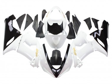Carénages Moto Kawasaki ZX6R 2005-2006 - Blanc Noir Or Ninja