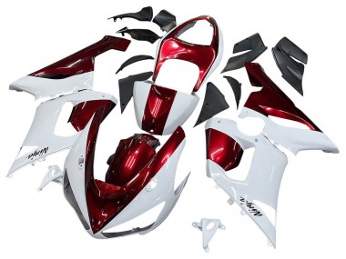 Carénages Moto Kawasaki ZX6R 2005-2006 - Blanc Rouge