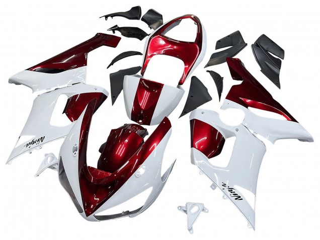Carénages Moto Kawasaki ZX6R 2005-2006 - Blanc Rouge