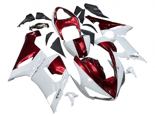 Carénages Moto Kawasaki ZX6R 2005-2006 - Blanc Rouge