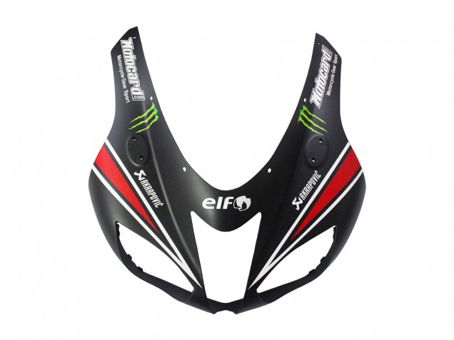 Carénages Moto Kawasaki ZX6R 2007-2008 - Noir Blanc Rouge Blanc Neige Décalque Ninja Elf