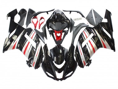 Carénages Moto Kawasaki ZX6R 2007-2008 - Noir Argent Rouge Ninja