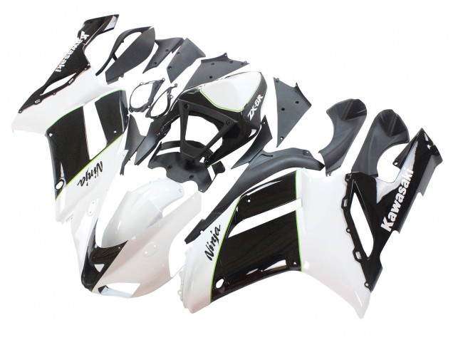 Carénages Moto Kawasaki ZX6R 2007-2008 - Noir Blanc Ninja