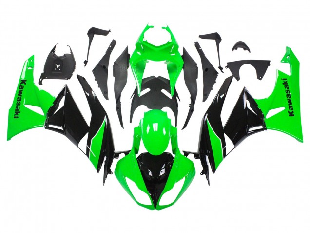 Carénages Moto Kawasaki ZX6R 2009-2012 - Vert Noir Brillant