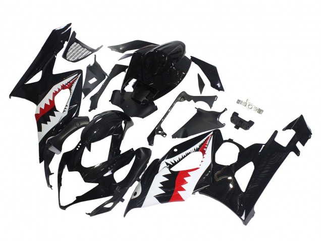 Carénages Moto Suzuki GSXR 1000 2005-2006 - Noir Brillant Rouge Blanc Requin