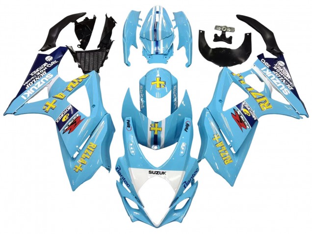 Carénages Moto Suzuki GSXR 1000 2007-2008 - Bleu Clair Jaune Noir Motul Rizla